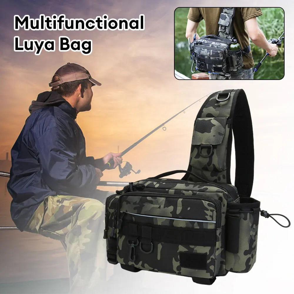 Fishing Tackle Bags Polyester Multi-functional Fishing Tackle Crossbody Bag  Adjustable Shoulder Straps Single Shoulder Waist Bag