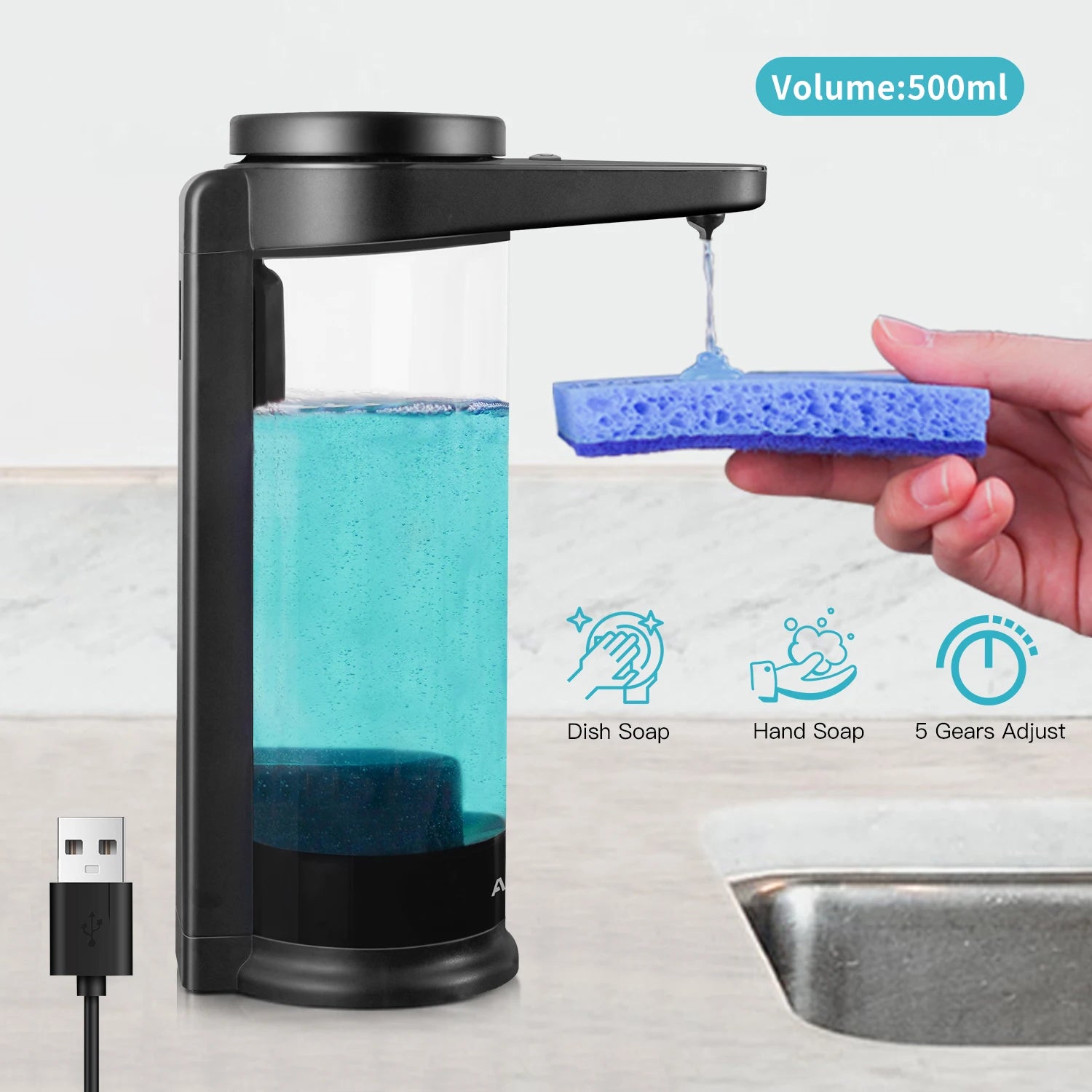 SmartSuds™ Automatic USB-Charge Liquid Soap Dispenser
